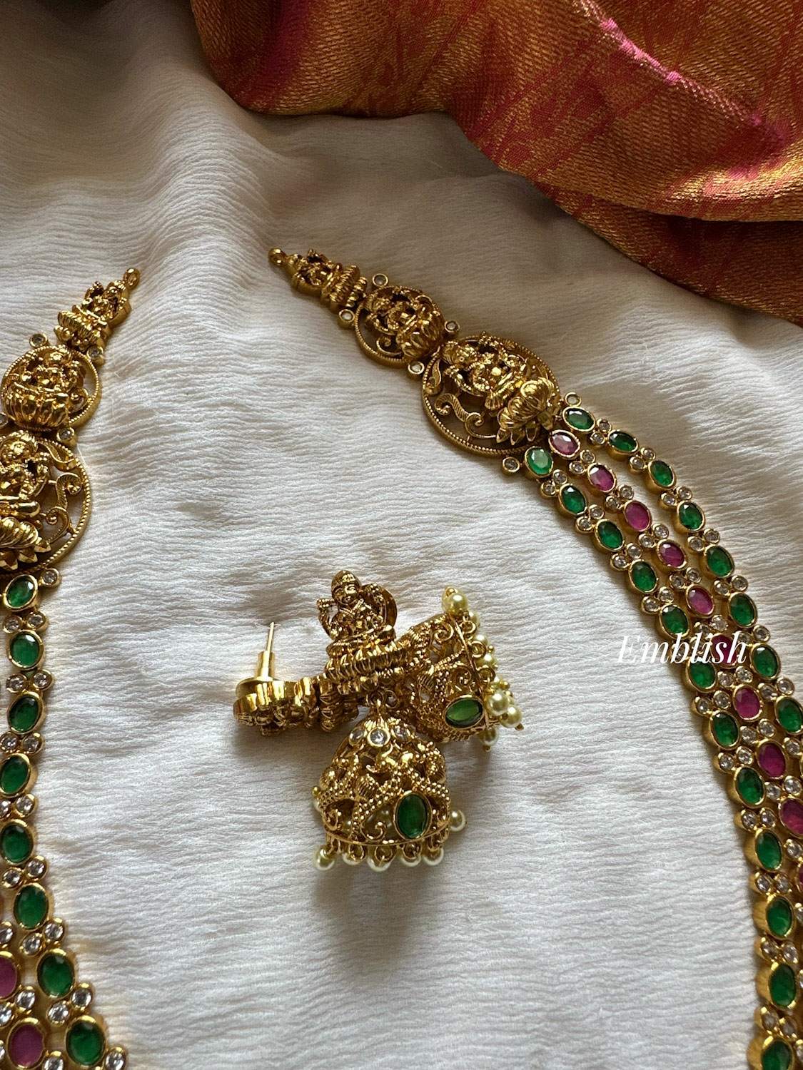 Kemp Triple layer Lakshmi motif neckpiece Kemp Triple layer Lakshmi motif neckpiece